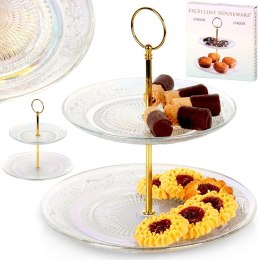 Patera na ciasto owoce babeczki szklana 2 piętrowa 24cm EXCELLENT HOUSEWARE 139692