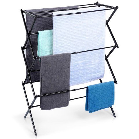 Suszarka na pranie metalowa czarna pionowa rozsuwana 44.5-75x37.5x105cm VILDE 779105