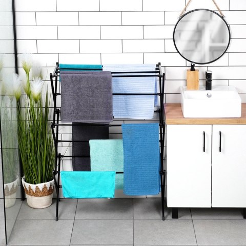 Suszarka na pranie metalowa czarna pionowa rozsuwana 44.5-75x37.5x105cm VILDE 779105