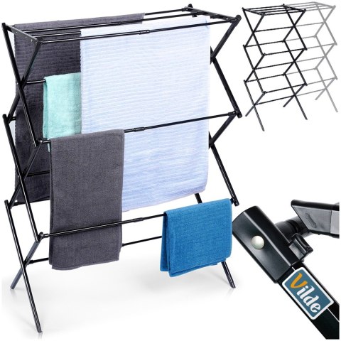 Suszarka na pranie metalowa czarna pionowa rozsuwana 44.5-75x37.5x105cm VILDE 779105