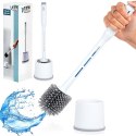 Szczotka do czyszczenia WC toalety silikonowa ze stojakiem dozownikiem płynu biała VILDE 568073