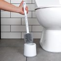 Szczotka do czyszczenia WC toalety silikonowa ze stojakiem dozownikiem płynu biała VILDE 568073