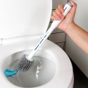 Szczotka do czyszczenia WC toalety silikonowa ze stojakiem dozownikiem płynu biała VILDE 568073