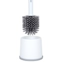 Szczotka do czyszczenia WC toalety silikonowa ze stojakiem dozownikiem płynu biała VILDE 568073