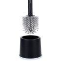 Szczotka do czyszczenia WC toalety silikonowa ze stojakiem dozownikiem płynu czarna VILDE 568062
