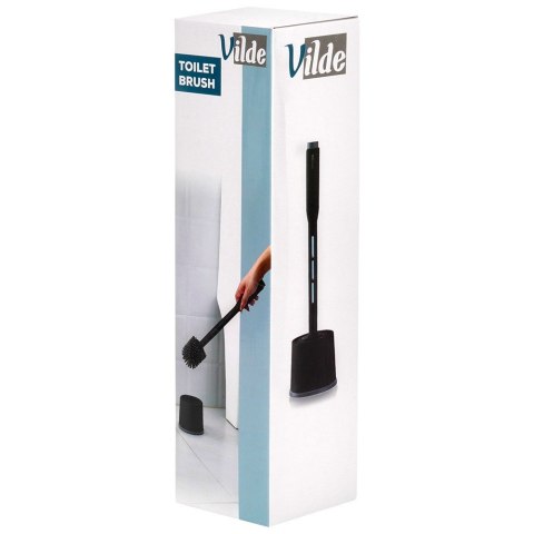 Szczotka do czyszczenia WC toalety silikonowa ze stojakiem dozownikiem płynu czarna VILDE 568062