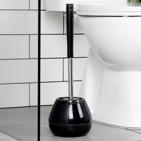 Szczotka do czyszczenia WC toalety silikonowa ze stojakiem szczypcami czarna VILDE 569988
