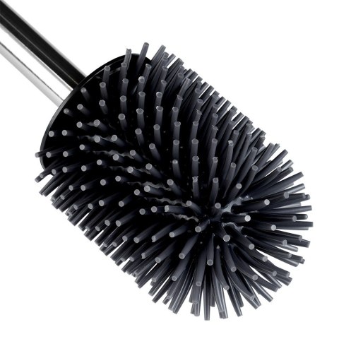 Szczotka do czyszczenia WC toalety silikonowa ze stojakiem szczypcami czarna VILDE 569988