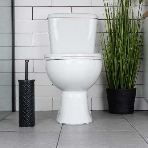 Szczotka do czyszczenia WC toalety z pojemnikiem stojakiem metalowa czarna VILDE 569962