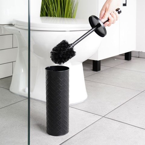Szczotka do czyszczenia WC toalety z pojemnikiem stojakiem metalowa czarna VILDE 569962
