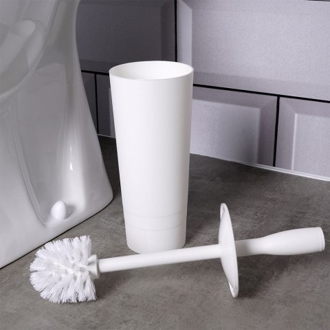 Szczotka do czyszczenia WC toalety ze stojakiem biała 37cm BATHROOM SOLUTIONS 569637-B