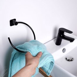Uchwyt wieszak na ręcznik ręczniki stalowy czarny okrągły 18cm BATHROOM SOLUTIONS 569656