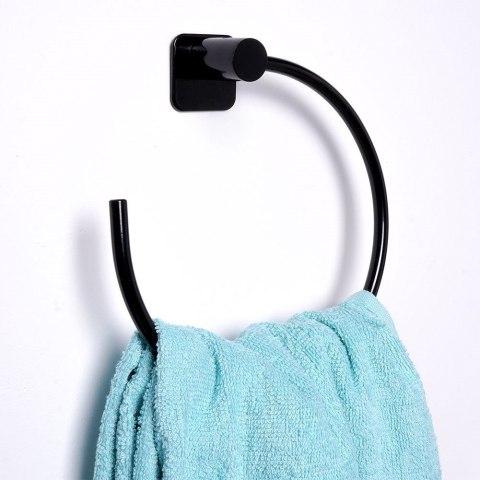 Uchwyt wieszak na ręcznik ręczniki stalowy czarny okrągły 18cm BATHROOM SOLUTIONS 569656