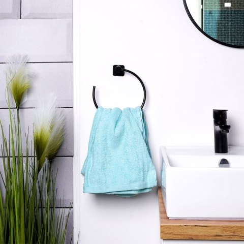 Uchwyt wieszak na ręcznik ręczniki stalowy czarny okrągły 18cm BATHROOM SOLUTIONS 569656