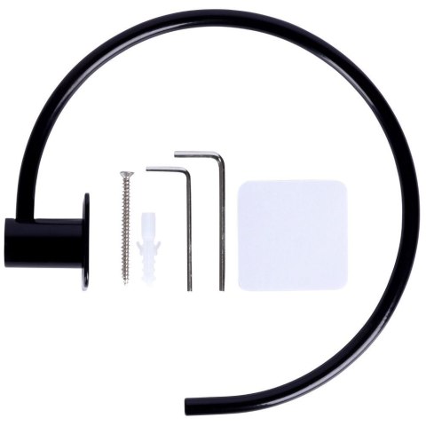 Uchwyt wieszak na ręcznik ręczniki stalowy czarny okrągły 18cm BATHROOM SOLUTIONS 569656