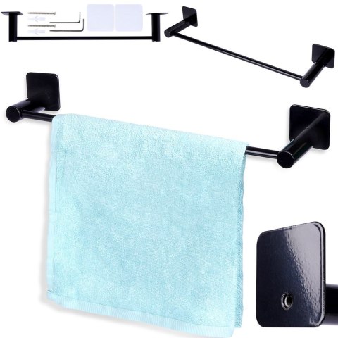 Wieszak na ręczniki łazienkowe uchwyt do wieszania stalowy czarny 42cm BATHROOM SOLUTIONS 569655