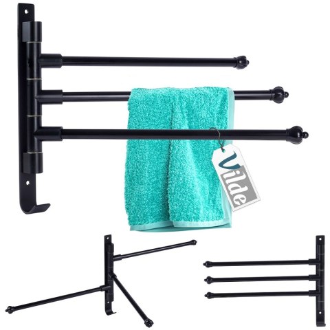 Wieszak ścienny na ręczniki uchwyt do wieszania METALOWY czarny obrotowy 30cm VILDE 569708