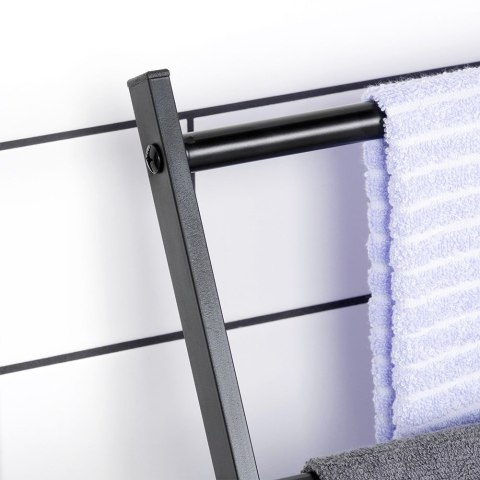 Wieszak stojak na ręczniki łazienkowe stojący uchwyt metalowy czarny VILDE 568019