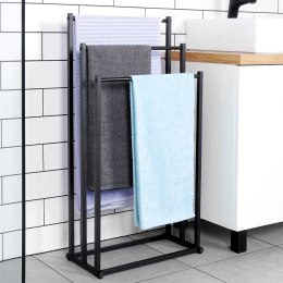 Wieszak stojak na ręczniki łazienkowe stojący uchwyt metalowy czarny VILDE 568020