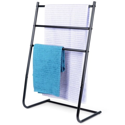 Wieszak stojak na ręczniki łazienkowe stojący uchwyt metalowy czarny VILDE 568021