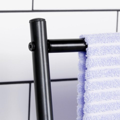 Wieszak stojak na ręczniki łazienkowe stojący uchwyt metalowy czarny VILDE 568021