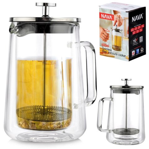 Zaparzacz do herbaty kawy tłokowy szklany termiczny z podwójną ścianką ACER 600 ml NAVA 10-225-024