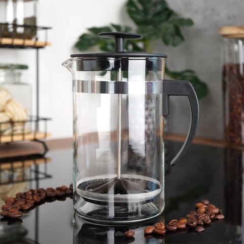 Zaparzacz szklany do herbaty kawy FRENCH PRESS tłokowy 1L EXCELLENT HOUSEWARE 259188