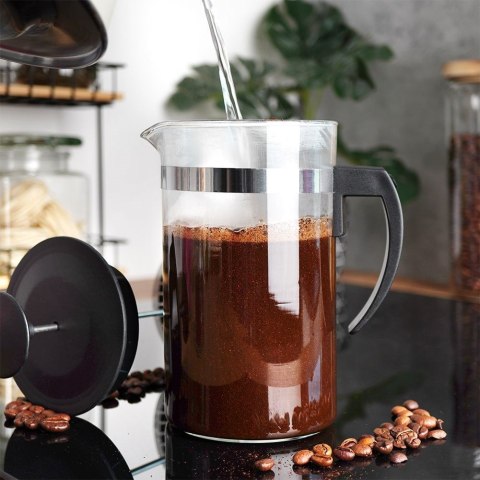 Zaparzacz szklany do herbaty kawy FRENCH PRESS tłokowy 1L EXCELLENT HOUSEWARE 259188