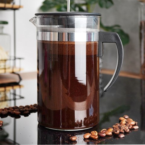 Zaparzacz szklany do herbaty kawy FRENCH PRESS tłokowy 1L EXCELLENT HOUSEWARE 259188