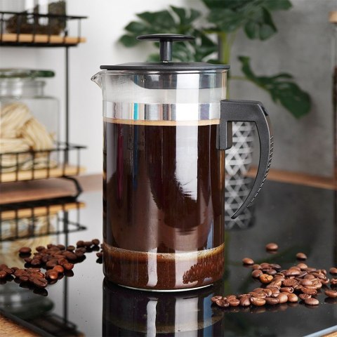 Zaparzacz szklany do herbaty kawy FRENCH PRESS tłokowy 1L EXCELLENT HOUSEWARE 259188