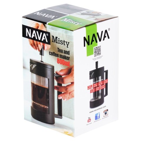 Zaparzacz szklany do herbaty kawy FRENCH PRESS tłokowy MISTY 800 ml NAVA 10-225-014