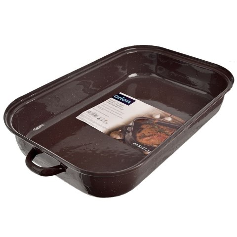 Brytfanna gęsiarka do piekarnika emaliowana z pokrywką prostokątna BROWN 14L 46x27.5cm ORION 127023