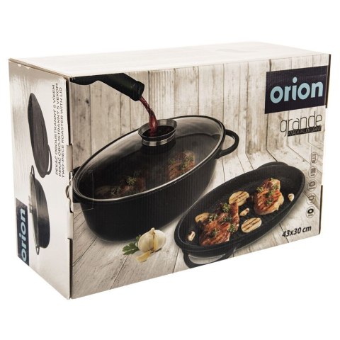 Brytfanna gęsiarka z pokrywką do piekarnika granitowa 3w1 GRANDE 10L 43x28cm ORION 127027