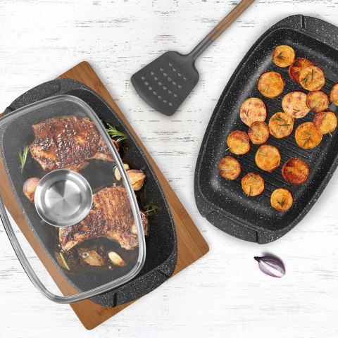 Brytfanna gęsiarka z pokrywką do piekarnika granitowa 3w1 GRANDE 5L 39x22cm ORION 127025