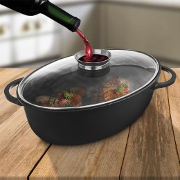 Brytfanna gęsiarka z pokrywką do piekarnika granitowa owalna GRANDE 8L 45x27.5cm ORION 127028