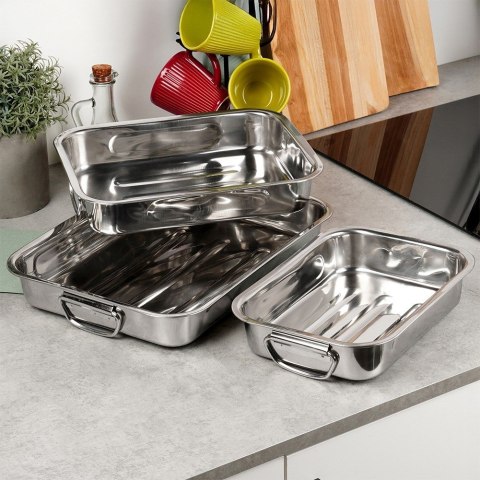 Brytfanna stalowa prostokątna brytfanka 3 sztuki EXCELLENT HOUSEWARE 123718