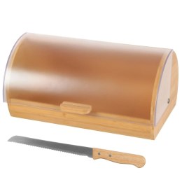 Chlebak bambusowy owalny pojemnik na chleb pieczywo + nóż do chleba BRUNBESTE BB-2763
