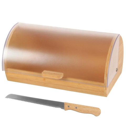 Chlebak bambusowy owalny pojemnik na chleb pieczywo + nóż do chleba BRUNBESTE BB-2763