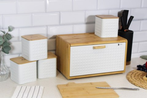 Chlebak bambusowy stalowy pojemnik na pieczywo chleb GEO biały BRUNBESTE BB-4257
