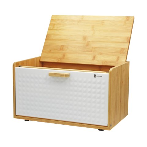 Chlebak bambusowy stalowy pojemnik na pieczywo chleb GEO biały BRUNBESTE BB-4257