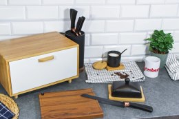 Chlebak bambusowy stalowy pojemnik na pieczywo chleb bułki biały BRUNBESTE BB-2677