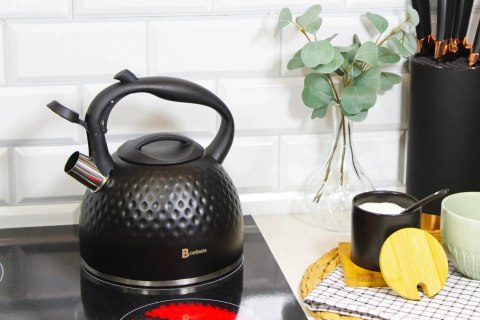 Czajnik na gaz stalowy z gwizdkiem indukcja 2.7L czarny matowy diament BRUNBESTE BB-2468
