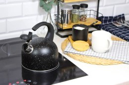 Czajnik stalowy z gwizdkiem na gaz indukcja mały 1.5L czarny marmurek BRUNBESTE BB-2439