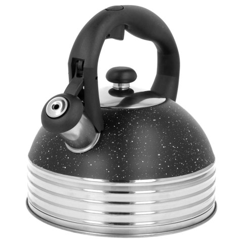 Czajnik stalowy z gwizdkiem na gaz indukcję 2.5L czarny marmurek nakrapiany BRUNBESTE BB-2474