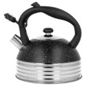 Czajnik stalowy z gwizdkiem na gaz indukcję 2.5L czarny marmurek nakrapiany BRUNBESTE BB-2474