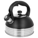 Czajnik stalowy z gwizdkiem na gaz indukcję 2.5L czarny matowy BRUNBESTE BB-2475