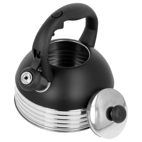 Czajnik stalowy z gwizdkiem na gaz indukcję 2.5L czarny matowy BRUNBESTE BB-2475