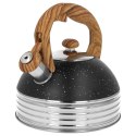 Czajnik stalowy z gwizdkiem na indukcję 2.5L czarny marmurek uchwyt drewno BRUNBESTE BB-2476