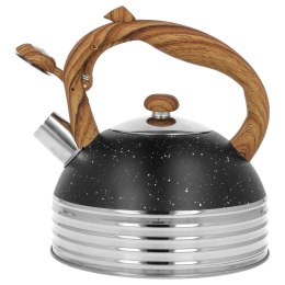 Czajnik stalowy z gwizdkiem na indukcję 2.5L czarny marmurek uchwyt drewno BRUNBESTE BB-2476