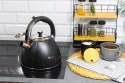 Czajnik stalowy z gwizdkiem podwójne dno gaz indukcja 3L czarny marmurek BRUNBESTE BB-2450